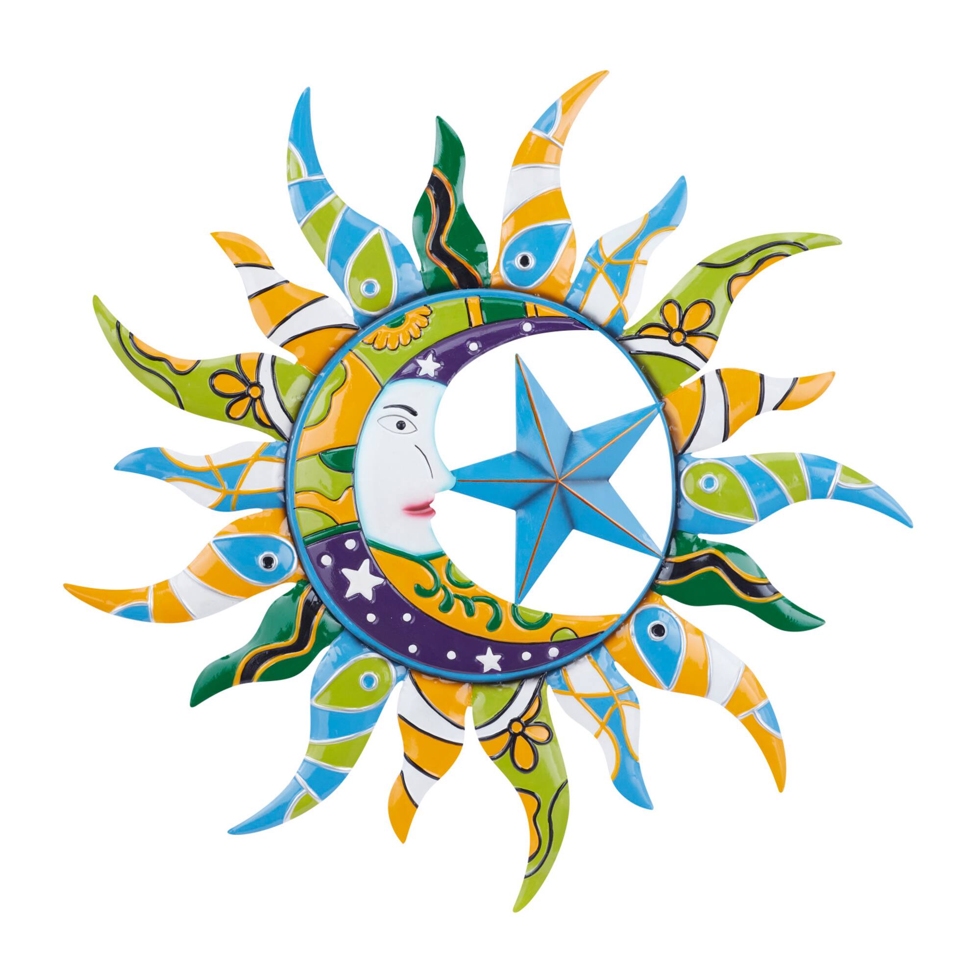 Multi Colored Iron Eclectic Stars Wall Decor, 36" x 2" x 36"